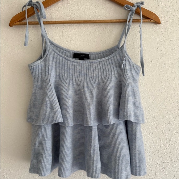 Light Blue Ribbed Layered Merino Wool top - Picture 1 of 3